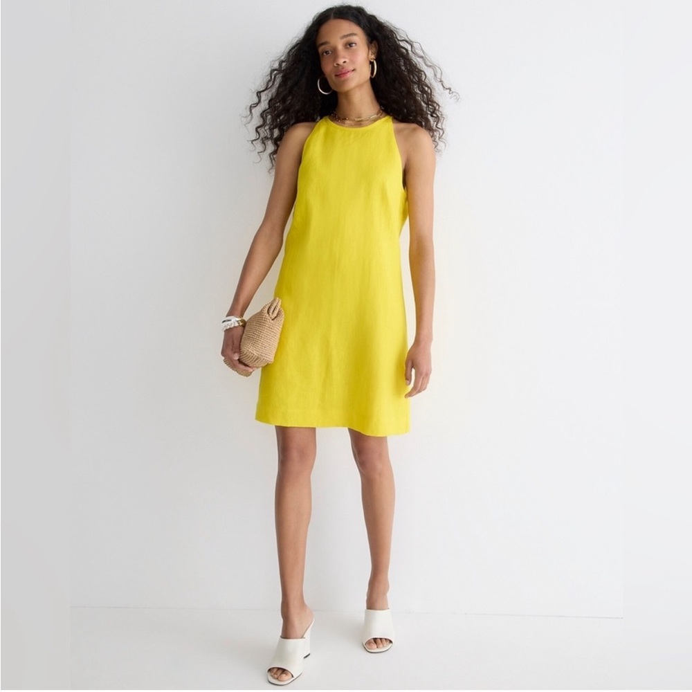 J. Crew Maxine High Neck Shift Dress in Linen Yellow - XS - Picture 2 of 16